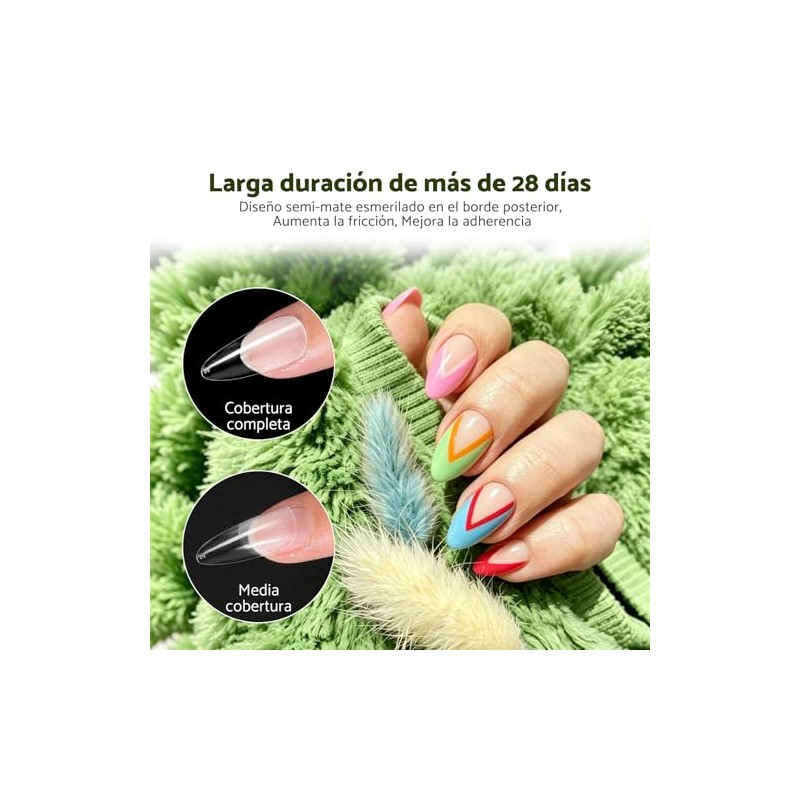 CHERIMOYA Soft Gel Tips para Uñas 512 pcs 14 Tamaños-Almendrada