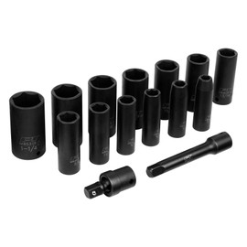 Performance Tool M797 15pc 1/2-Inch Drive SAE Impact Set - Professional Grade Heavy Duty Tool Kit for Automotive and Industrial Use