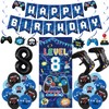 Vlipoeasn Blue 8th Birthday Decorations for Boys, Video Game Level