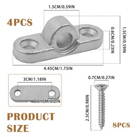 4Pcs Silver Awning Eyelets Wall Eyelets, 304 Stainless Steel Awning Grommets Caravans Brackets, Metal Eyelet Vertical and Horizontal Design with Screws, Wall Grommets for Caravans Tent RV Camper