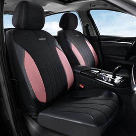 Coverado Automotive Seat Covers Front Seats, Luxury Car Seat Covers, Leather Seat Covers 2-Pack, Mesh Design, Pink Driver Seat Protectors, Universal Fit for SUVs, Trucks, Sedans