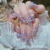 Handmade Press on Nails Medium Coffin Fake Nails Purple Nails