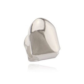 1pcs 14K Plated Gold Mouth Teeth Set, Hip Hop Teeth Plain,Fake Top Tooth Caps Dental Bottom Party Cosplay for Men Women Rapper Accessories-Silver