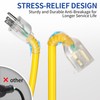 cismorvex 3ft Outdoor/Indoor Extension Cord with Lighted 10/3 Gauge Yellow