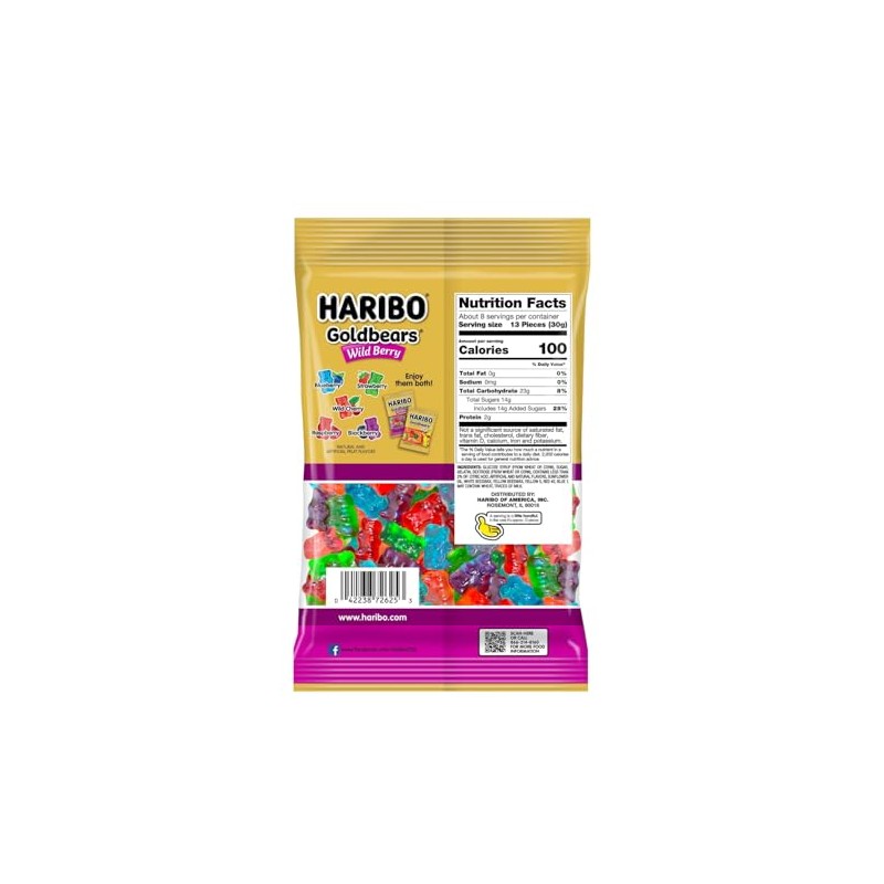 Haribo, Gummi Candy Wild Berry Share Size, 5 Ounce
