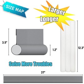 Door Draught Excluder Door Draft Stopper Bottom One Sided Door Draft Blockers，37" Cutable Under Door Draft Blocker Insulator Door Sweep Weather Stripping Soundproof for Interior／Exterior Doors,Gray