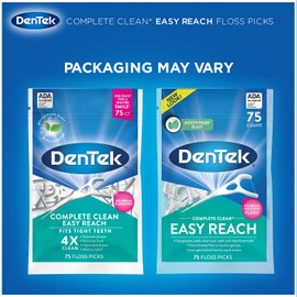 DenTek DenTek Complete Clean | Easy Reach Angled Floss Picks | No Break & No Shred Floss | Designed for Hard to Reach Molars | Y-Shaped Pick | 75 Count in Each (Pack of 5)