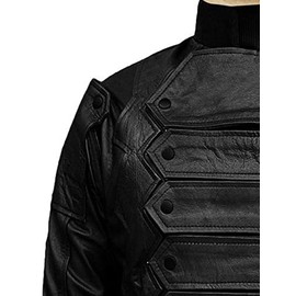 OBX Fashion Mens Modern Buckkx Strap-front Black Leather Jacket With Detechable Sleeves (XL)