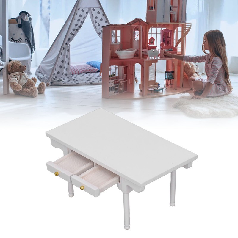 1: 12 Dollhouse Desk Wooden Modern Miniature Table Mini Writing