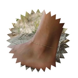 Inilbran Boho Satellite Ankle Bracelet Gold Beads Anklet Bracelet Vintage Beads Chain Anklet Minimalist Pearl Ball Anklet Jewellery for Women and Girls