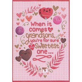 Designer Greetings The Sweetest One: Heart Shaped Cookies in Oval Pattern on Pink Juvenile Valentine's Day Card for Grandson