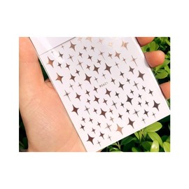 Generic 4 Pointed Star Nail Stickers Laser Christmas Star of Bethlehem 3D 5 Colors Wg621 Rose Gold Nail Wraps Stickers Manicure Supplies for Women Nails Full Long Lasting Easy Apply and Remove