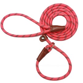 Mycicy Slip Lead Dog Leash, 1/4" x 5ft No Pull Slip-on Training Leash for Small and Medium Dogs (Pink, 1/4" x 5Ft)