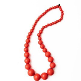 Heritage Hues Chunky Wooden Bead Unisex Necklace 80cm – Statement design - Red