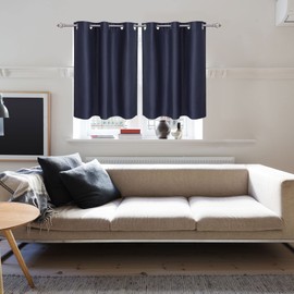 PiccoCasa Blackout Curtains 2 Panels Grommet, Navy Blue Thermal Insulated Curtains Panel Darkening Small Window Curtains for Bedroom Living Room 42 x 36 Inch (Width x Length), 36inch Drop