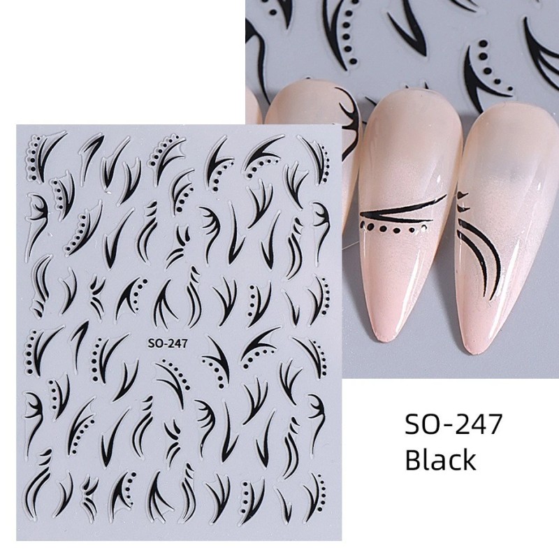 Unbranded 4Pcs Set Nail Stickers Abstract Line Self-Adhesive Slider Peel