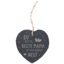 Spruchreif Slate Heart with Saying Mama | Slate Board in Heart Shape with Cord for Hanging | Wall Decoration | Slate Sign Mum | Decorative Heart | Beste Mama | Mother's Day