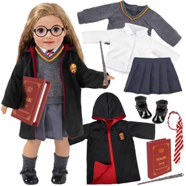 18 inch Doll Clothes and Accessories School Uniform Costume Doll Clothing Accessories Set 10 Pcs for 18 inch Girl Dolls