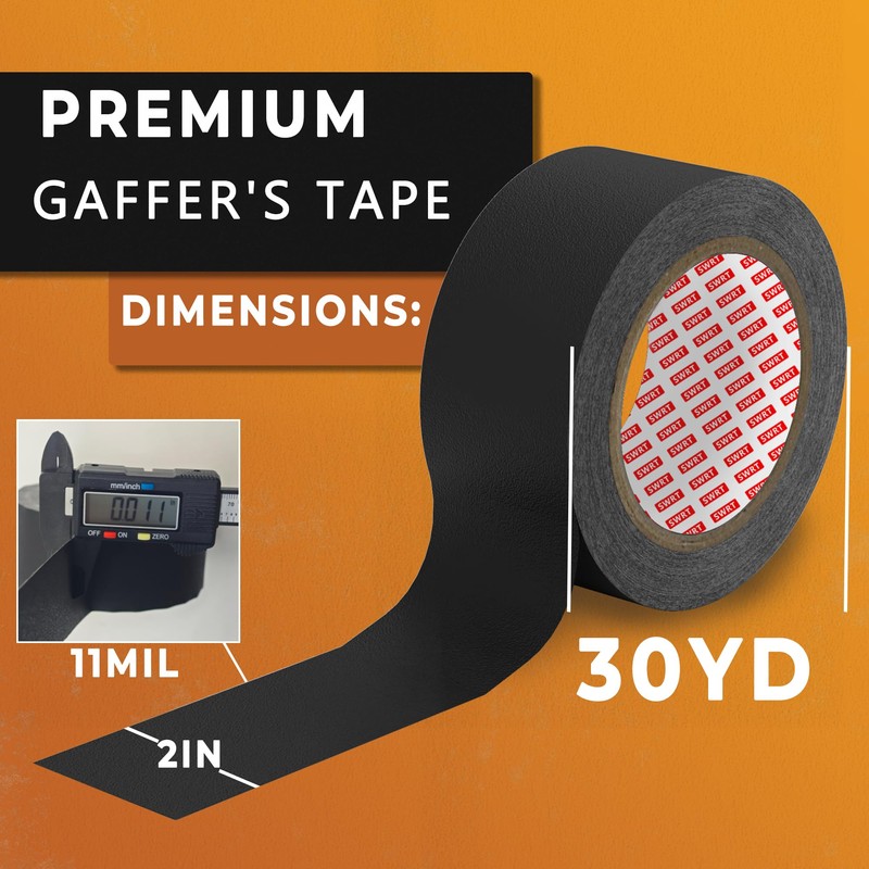 SWRT 12 Pack Gaffers Tape, 11 Mil Industrial Grade Gaffer