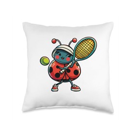 Ladybug Tennis Club Animals Sport Tournament Players Throw Pillow