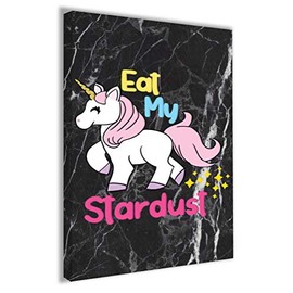 Hippowarehouse Eat my stardust unicorn (Colour) Printed Canvas 41cmx61cm Wall Art Design Classroom Gym Room Home Office Décor