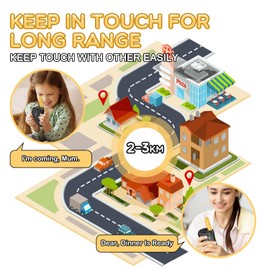 Kearui Walkie Talkie Children for Boys Girls, Radios Children Outdoor Toy from 3-12 Years, Children's Walkie Talkie with 8 Channels & LED Button Lock for Adventure, Climbing, Camping - Black Yellow