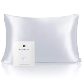 YANIBEST Silk Pillowcase for Hair and Skin - 21 Momme 600 Thread Count 100% Mulberry Silk Bed Pillowcase with Hidden Zipper, 1 Pack Standard Size Pillow Case Grey
