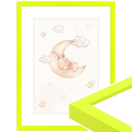 WANDStyle H950 Children's Room Picture Frame Neon Yellow DIN A4 21 x 29.7 cm Poster Frame Made in Germany Ideal for Certificates