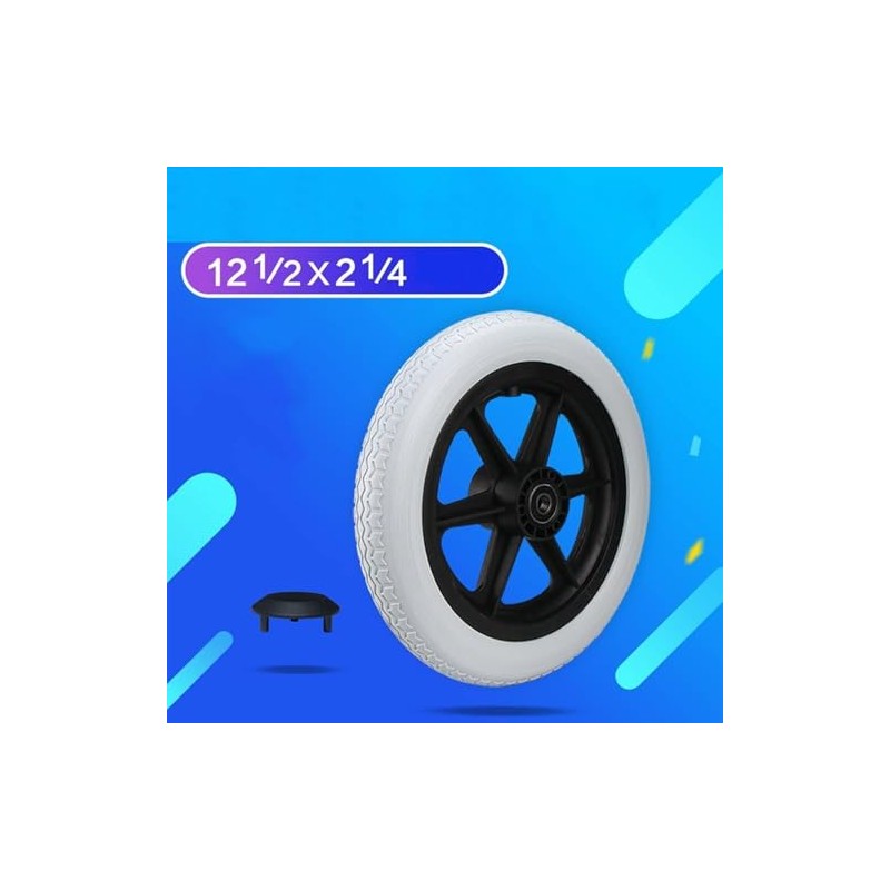 A pair of 12 inch wheels, solid PU wheels, wheelchair
