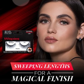 Ardell False Eyelashes Wispies 703 Black Feathered Lash Crisscross Layers Invisiband Lash Band Super Comfort Uneven Lengths Long Volume Defined Curl Vegan-Friendly Cruelty-Free Eyelashes