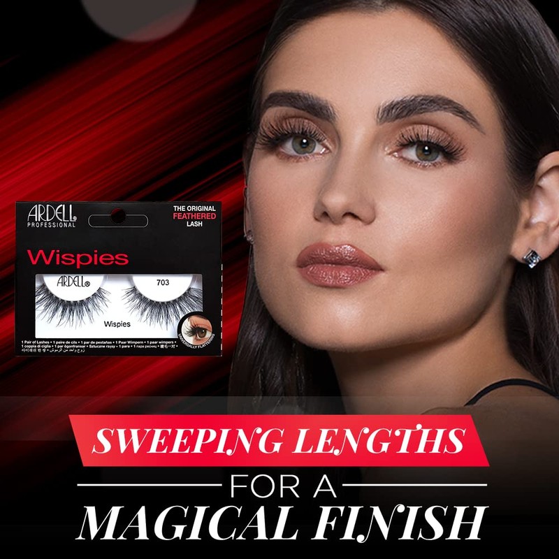 Ardell False Eyelashes Wispies 703 Black Feathered Lash Crisscross Layers