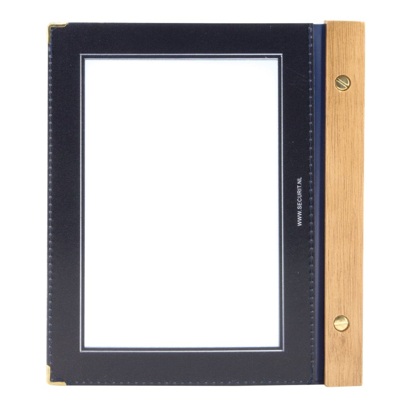 Securit A5 Wood Range Menu Card with 2 Inserts, Blue