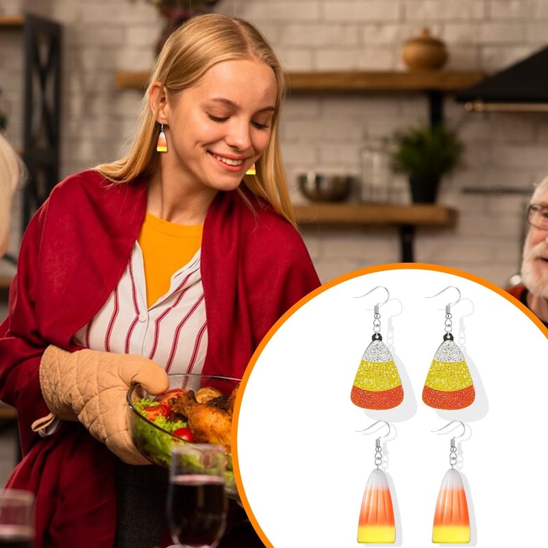 Candy Corn Earrings for Women Halloween Thanksgiving Fall Colorful Earrings