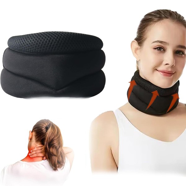 Cervicorrect Neck Brace, Cervicorrect Neck Brace by Healthy Lab Co, Neck Brace for Neck Pain and Support for Women and Men, Soft Neck Brace Cervical Collar for Sleeping Snoring (Black)