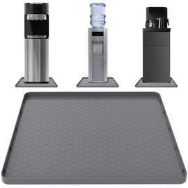 Water Cooler Mat - (22" x 19") Non-Slip Water Cooler Dispenser Mat with Raised Edges for Floor Protection, Under Water Cooler Dispenser Mat, Great for Bedrooms,Kitchens, Offices, Bars (Gray)