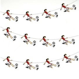 AK Giftshop Female Football Player Red Bunting Party Decorations - 12pcs / 2.5m Ribbon