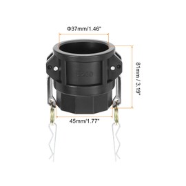 PATIKIL Poly Cam Lock Fittings, 2 Pcs 2" Part D Female Adapter x Female Thread Cam Groove Hose Fittings Polypropylene Cam Lock Fittings, Black