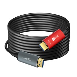 Twozoh HDMI Fibre Optic Cable 15 m, HDMI Optical Cable 2.0 4K/60Hz 18Gbps High Speed UHD Fibre Optic HDMI Cable