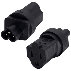 zdyCGTime 2 Pack IEC 320 C6 to NEMA 5-15R AC adapter, C6 3 PIN Male to NEMA 5-15R female 2.5A-15A/125V interface adapter plug, suitable for computer hosts and other devices (C6 to 5-15R).