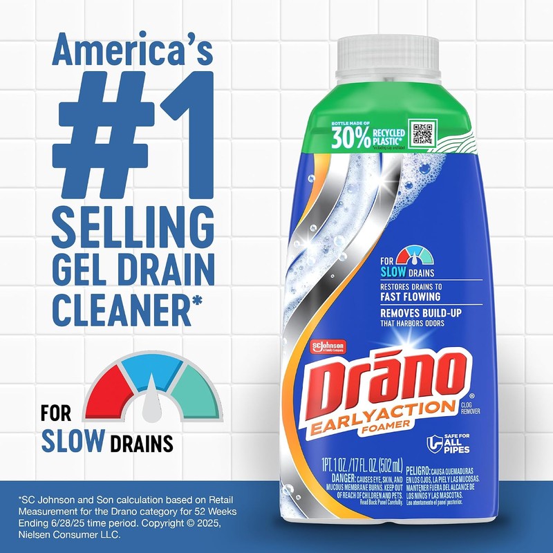 Drano Dual-Force Foamer Clog Remover, 17 oz (Pack of 5)