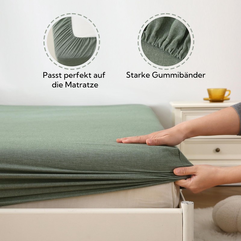 SOULFUL Fitted Sheet 180 x 200 cm, 100% Washed Cotton