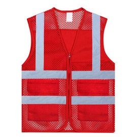 GOGO Reflective Safety Vest Accident Vest for Volunteers with Pockets - red, size: xl