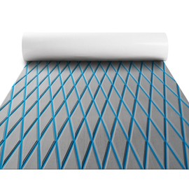 Fullfire Boat Flooring - EVA Foam Boat Decking - Marine Mat Self-Adhesive Flooring Sheet Marine Carpet for Motorboat Yacht Kayak RV 94" x 47", Grey with Blue Lines
