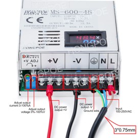 600W 0-12V50A DC Switching Power Supply, Industrial Transformer PSU AC to DC 0-12V Adapter Converter for LED Light Strips, CCTV Cameras, Radio Audio Amplifiers, CNC 3D Printers (MS-600V12V50A)