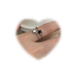 W WEILIRIAN Layered Star Ring for Teenage Girls Silver Star Knuckle Ring Delicate Stacking Ring Lucky Finger Ring Adjustable Open Ring Jewellery for Women Gifts
