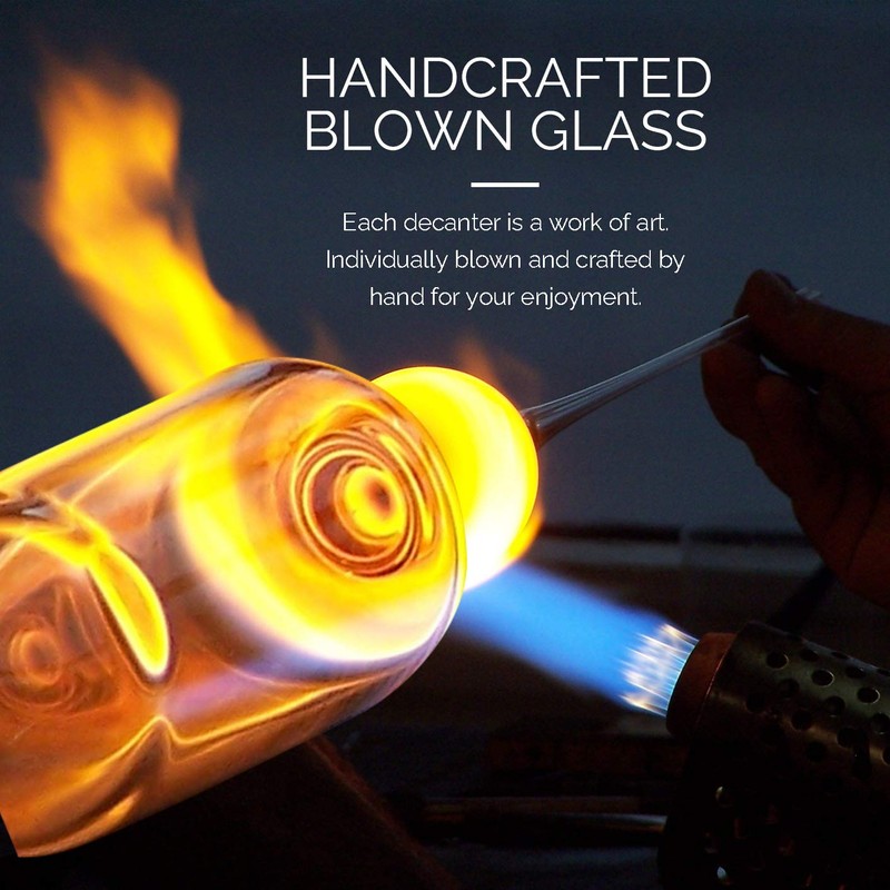 Final Touch Agave Tequila Decanter - 850ml Handmade Bottle with