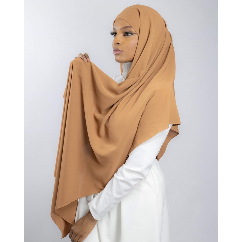 HE700 Women's Luxury Medine Silk Pull-On Hijab with Knot Hat,