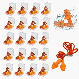 Tapones para Oídos de Silicona, 20 Pares de Tapones para Los Oídos con Cuerda, Tapones para Dormir, Tapones de Oídos Reutilizables, Reducir Ruidos, Tapones Oídos para Dormir, Tiro, Natación