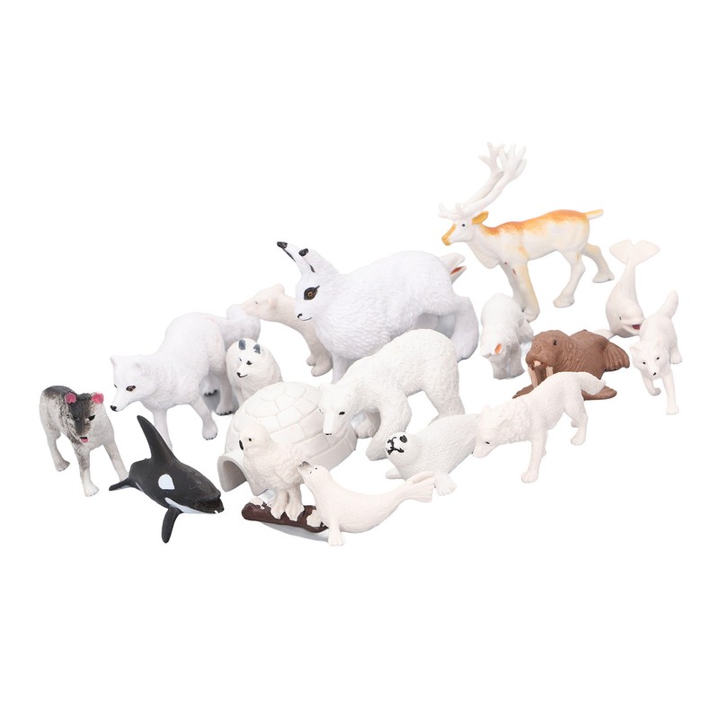 Arctic Animal Figurine Set 18pcs Kid Simulated Arctic Hare Reindeer