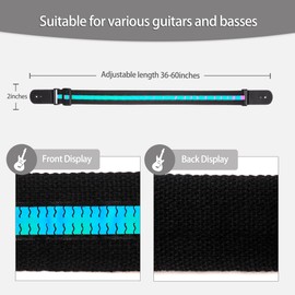 chushui Reflective Guitar Strap for Night Visibility,2" Wide Adjustable Cotton Strap with Wave Pattern Design for Acoustic/Electric/Bass Guitars